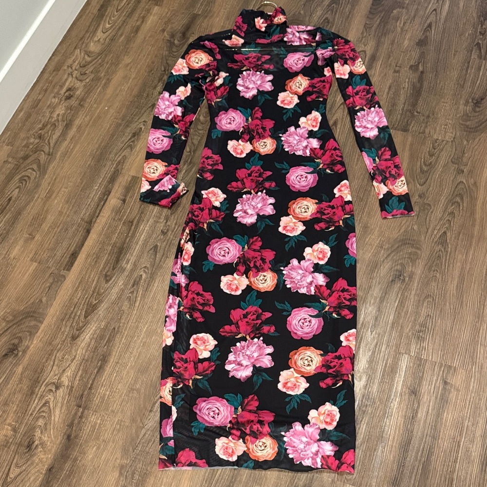 AFRM Floral Maxi Dress - Black, Pink, Red, Green